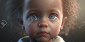 bebe negra con ojos azules
